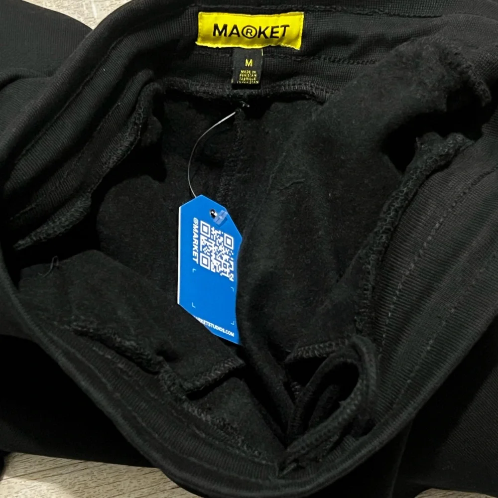 Market Studios men’s sweatpants joggers black green print size medium pockets‎